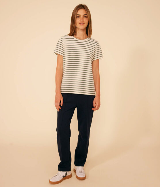 Camiseta LA RECTA de algodón con cuello redondo para mujer AVALANCHE/ CROCO