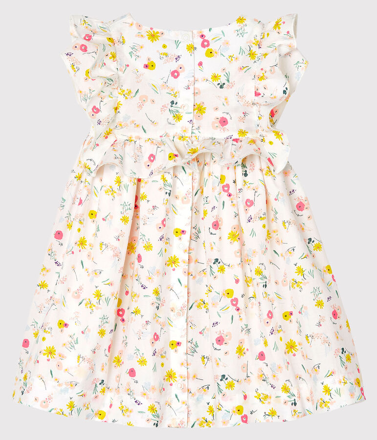 Vestido de manga corta estampado para beb&eacute; ni&ntilde;a blanco/multicolor