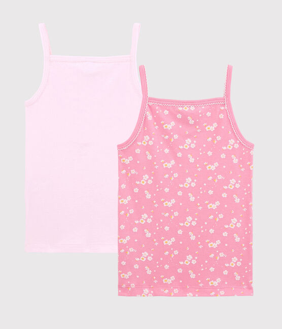 Lote de 2 camisetas de tirantes con estampado de flor de cerezo de niña variante 1
