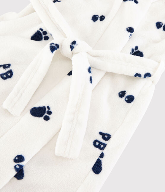 Bata de casa de polar para niño blanco MARSHMALLOW/azul MEDIEVAL