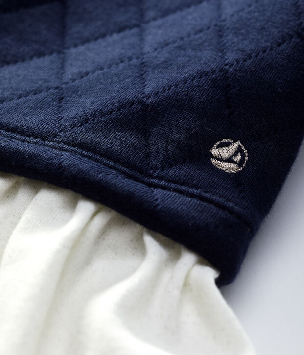 Vestido acolchado de beb&eacute;. azul/blanco