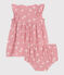 Vestido de gasa de algodón y pololo con estampado de flores para bebé rosa CHARME/blanco MARSHMALLOW