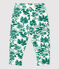 Pantalón con estampado vegetal de muletón de bebé blanco MARSHMALLOW/verde GAZON