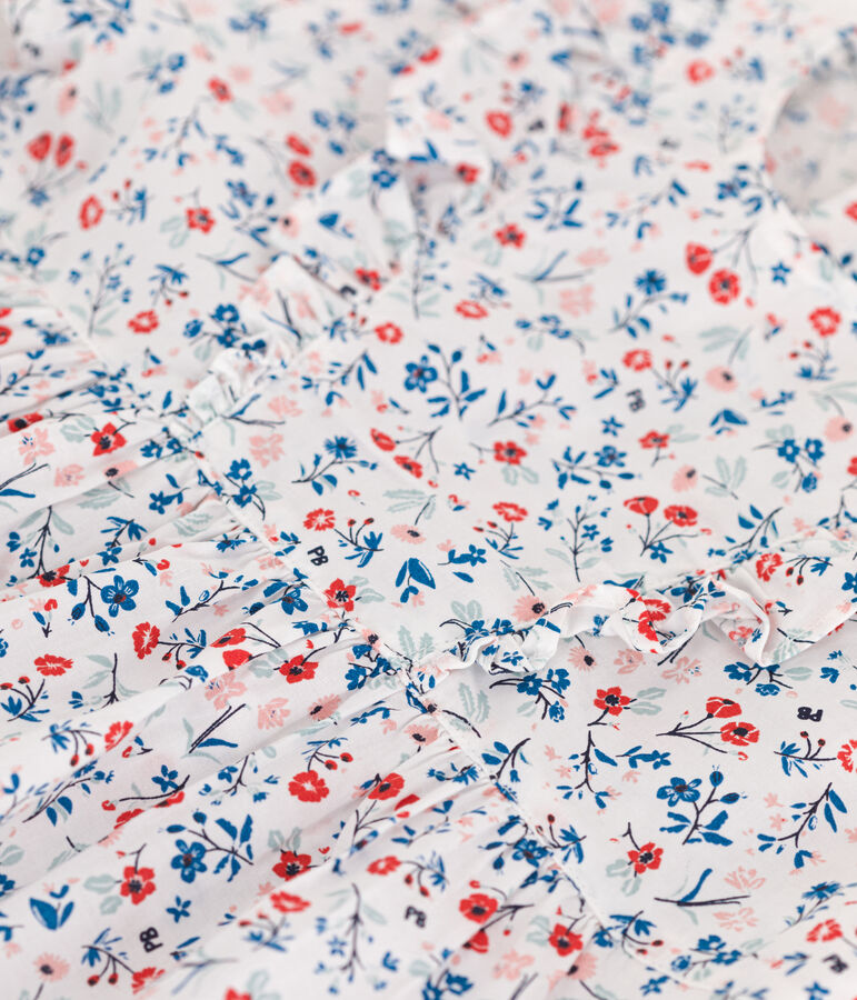 Vestido de algod&oacute;n de manga corta con estampado de flores para beb&eacute; blanco/multicolor