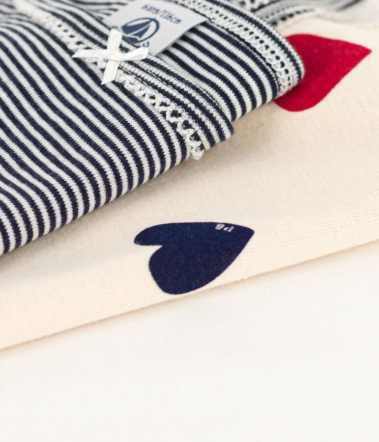 Juego de 3 camisetas de tirantes de algod&oacute;n con tres corazones para ni&ntilde;a multicolor