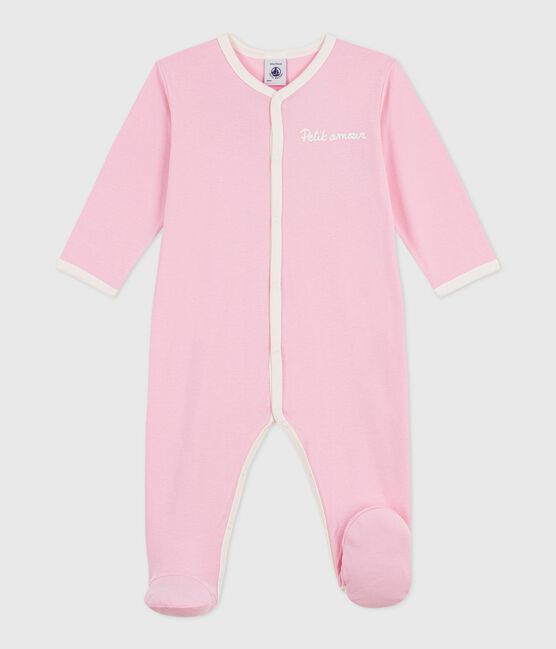 Pijama de algodón liso para bebé rosa MARQUISE