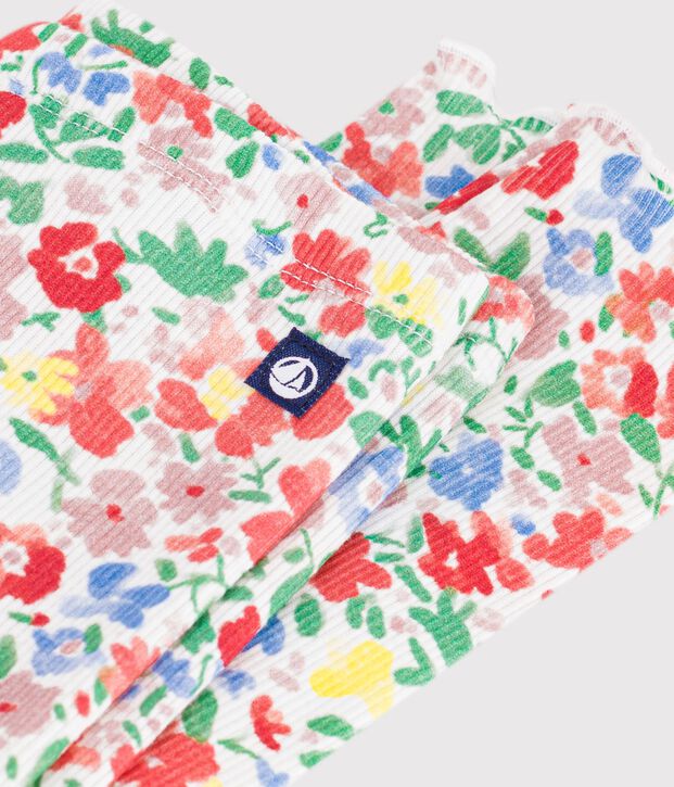Leggings de algod&oacute;n con estampado de flores para beb&eacute; blanco/multicolor