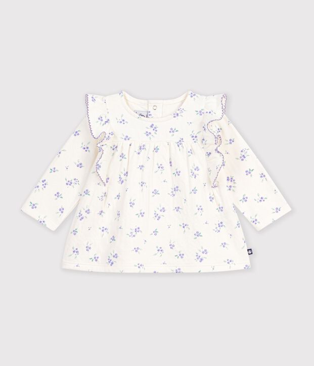 Blusa de algod&oacute;n de manga larga con estampado de flores para beb&eacute; crudo/multicolor