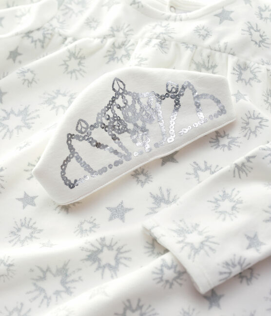 Camisón de princesa de niña de terciopelo blanco MARSHMALLOW/gris ARGENT