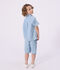 Camisa infantil de algod&oacute;n de manga corta azul