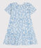Vestido infantil de algodón estampado de manga corta azul MARSHMALLOW/ PORCELANA
