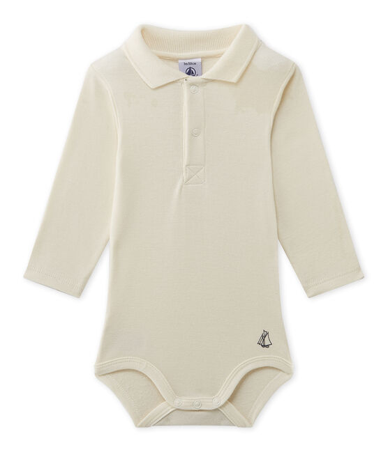 Body bebé de niño con cuello beige COQUILLE