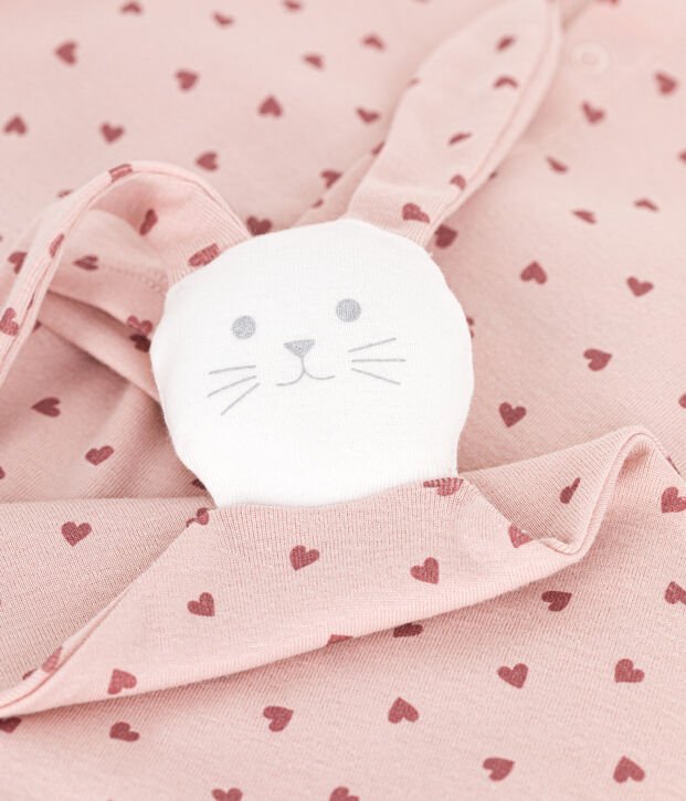 Estuche con conjunto de c&aacute;rdigan, pantal&oacute;n y doudou de algod&oacute;n para beb&eacute; rosa/rosa