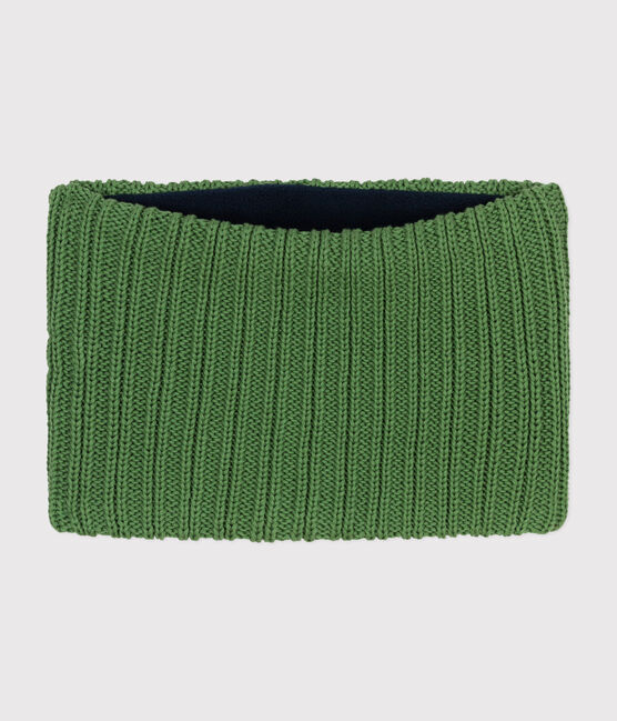 Cuello infantil de punto tricotado con forro polar verde PALMERAIE