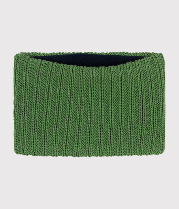 Cuello infantil de punto tricotado con forro polar verde