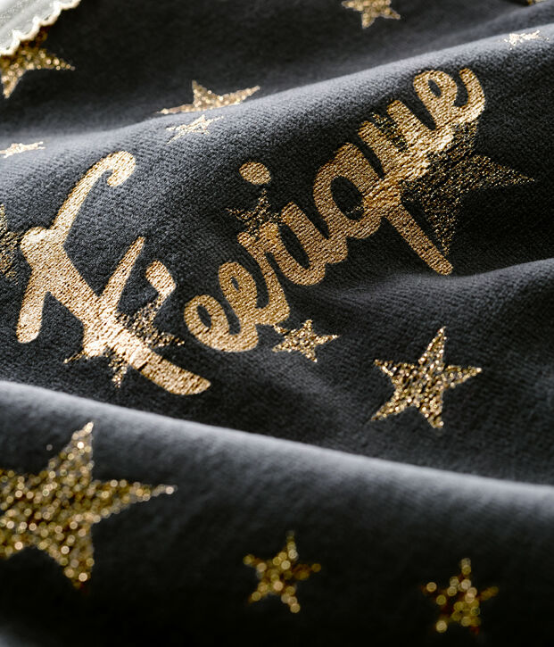 Pijama de terciopelo para beb&eacute; ni&ntilde;a gris/amarillo