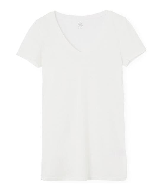 Camiseta manga corta de algodón ligero para mujer blanco MARSHMALLOW