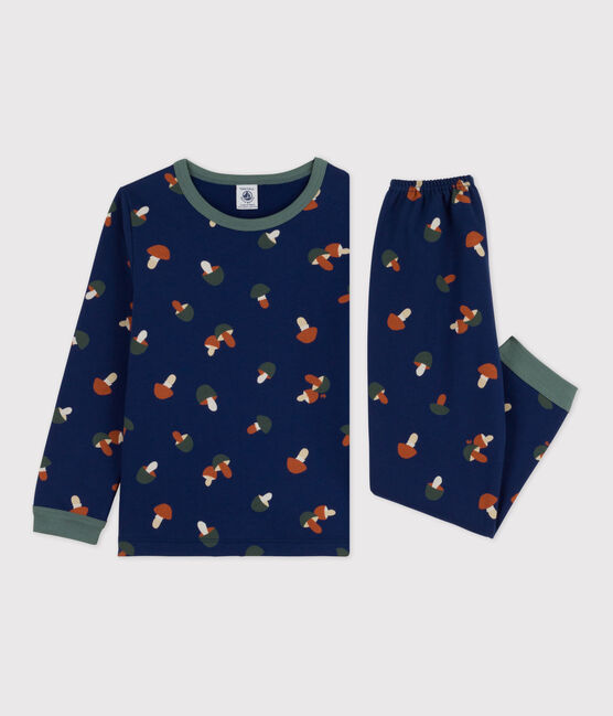 Pijama de felpa con motivo de seta para niño/niña azul MEDIEVAL/blanco MULTICO