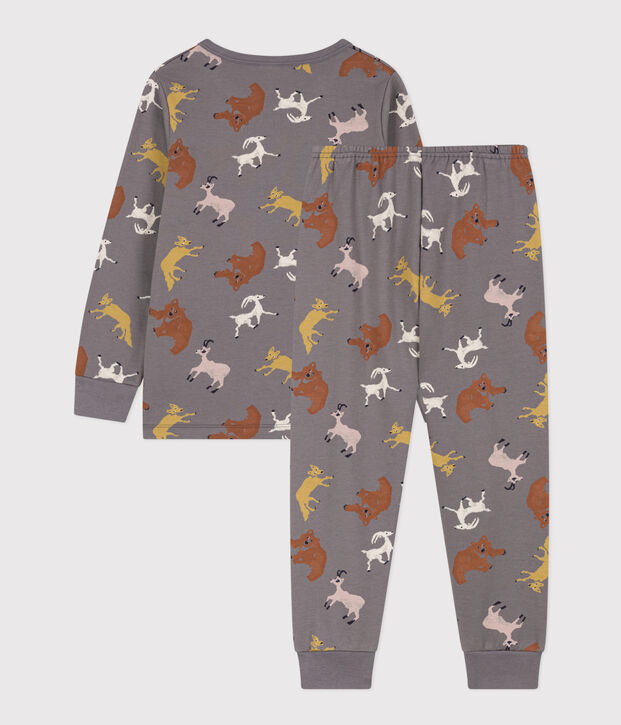 Pijama de felpa con animales para ni&ntilde;o/ni&ntilde;a gris/multicolor