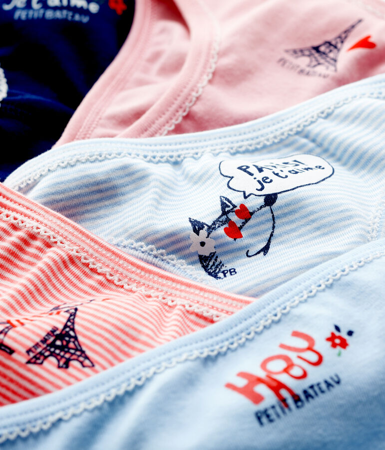 Juego de 5 braguitas con tema de Par&iacute;s de ni&ntilde;a de algod&oacute;n multicolor