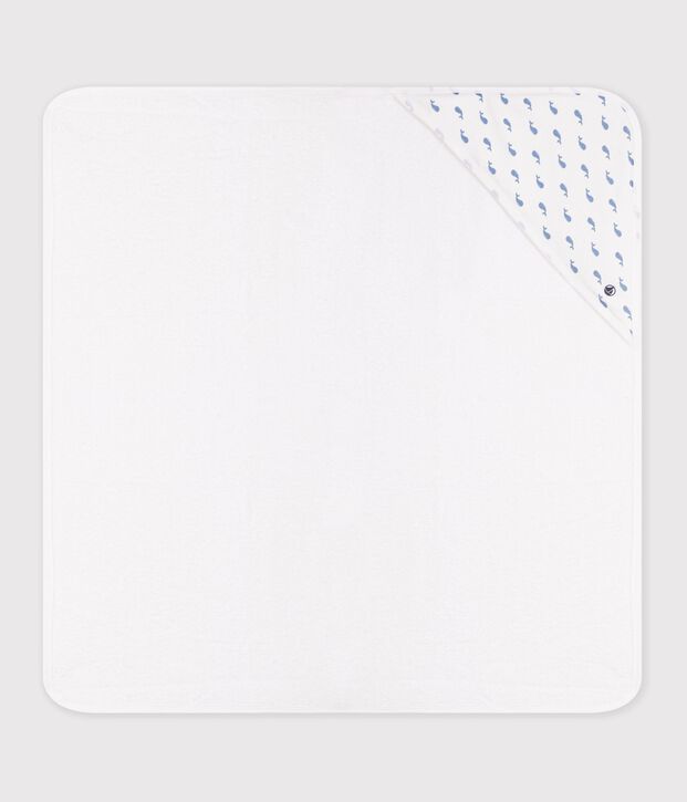 Capa de ba&ntilde;o de algod&oacute;n para beb&eacute; azul/azul
