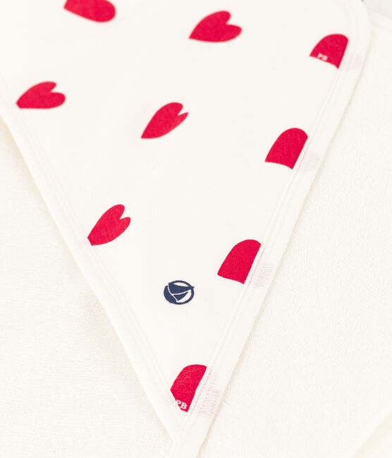 Capa de baño de algodón con corazones blanco MARSHMALLOW/rojo TERKUIT