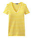Camiseta de canalé original de rayas con cuello en pico para mujer