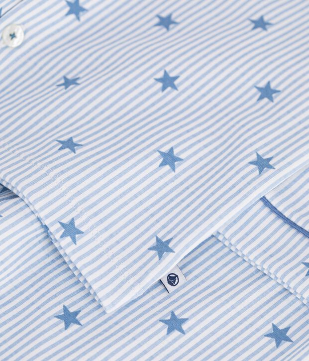 Pijama infantil abotonado de algod&oacute;n con estampado de estrellas blanco/multicolor