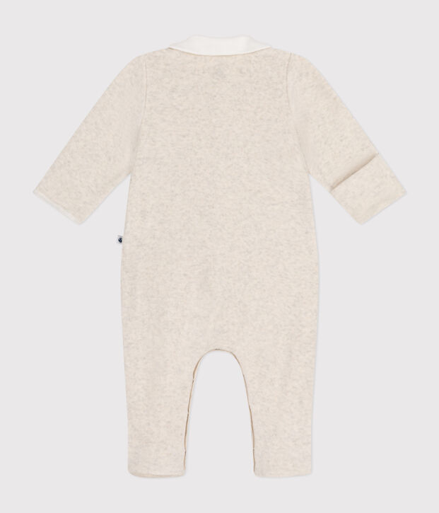 Pijama de terciopelo para beb&eacute; beige