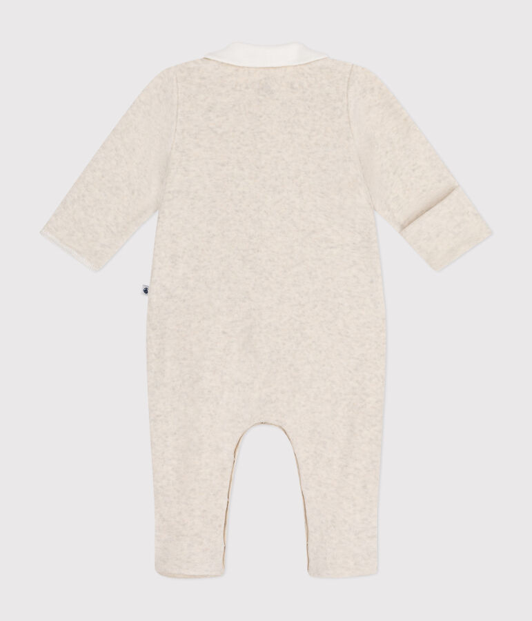 Pijama de terciopelo para beb&eacute; beige