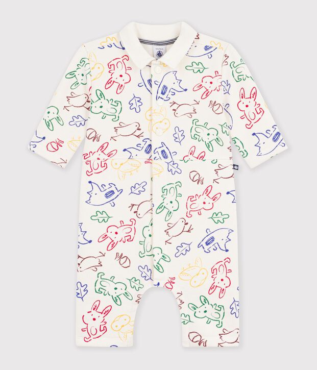 Mono largo de algod&oacute;n con estampado de animales para beb&eacute; crudo/multicolor