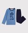 Pijama infantil de terciopelo liso con estampado azul/azul