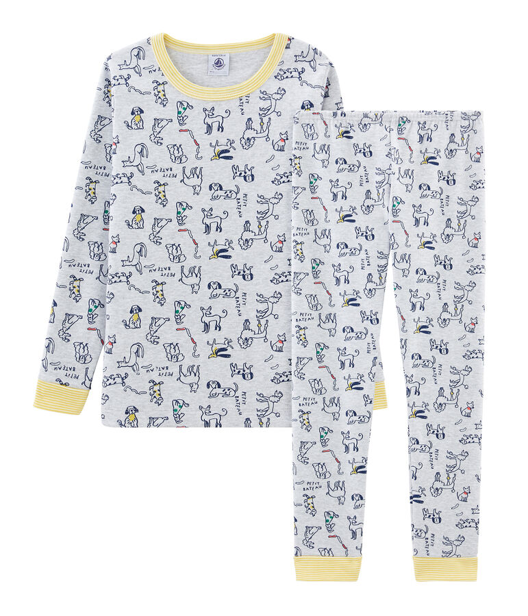 Pijama de corte muy ajustado de punto para ni&ntilde;o gris/multicolor