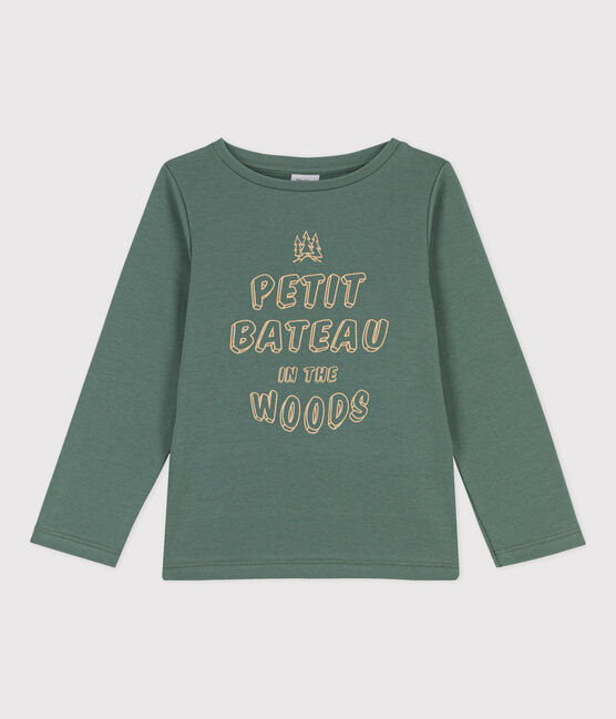 Camiseta de algodón de manga larga de niña/niño verde VALLEE