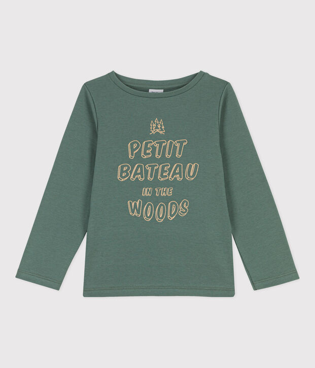 Camiseta de algod&oacute;n de manga larga de ni&ntilde;a/ni&ntilde;o verde