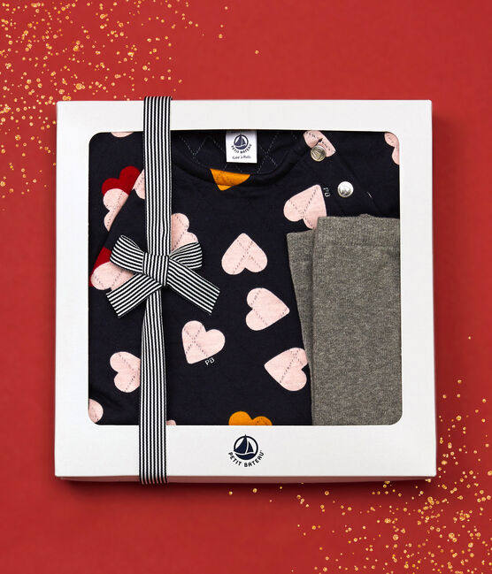 Estuche de regalo con vestido y medias de corazón de niña variante 1