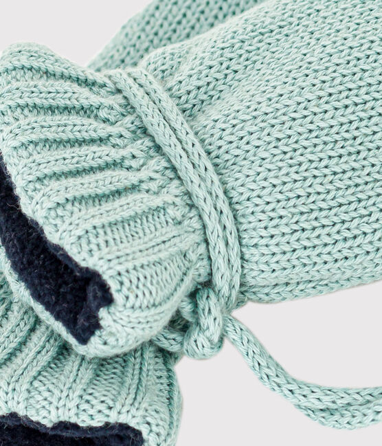 Manoplas de punto tricotado con forro polar reciclado para bebé verde PAUL