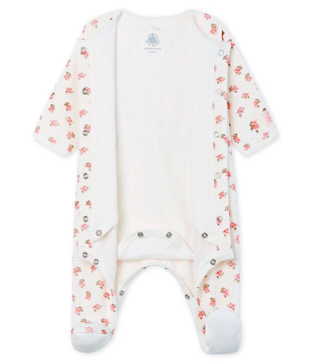 Bodyjama para beb&eacute; de ni&ntilde;a de terciopelo blanco/multicolor