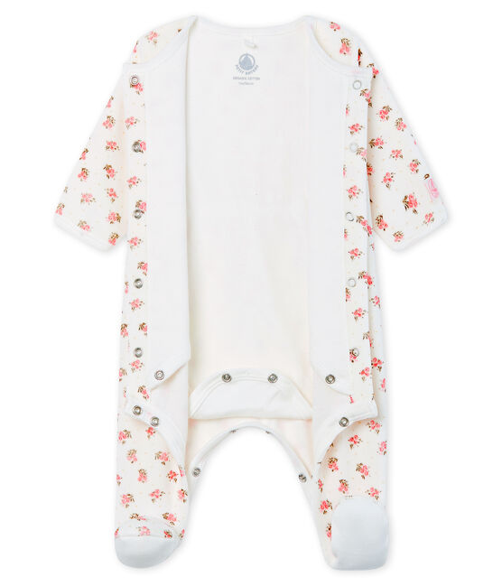 Bodyjama para bebé de niña de terciopelo blanco MARSHMALLOW/blanco MULTICO