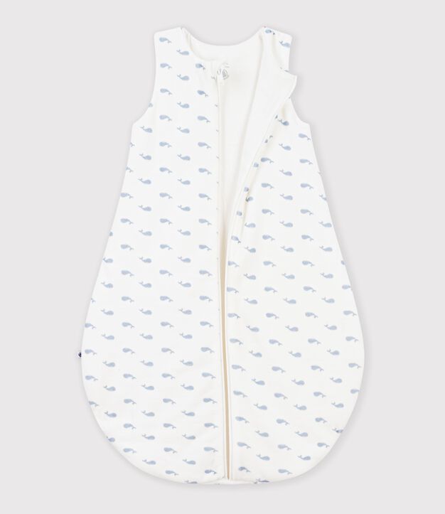 Saco de terciopelo para beb&eacute; con estampado de ballenas TOG 3 azul/azul