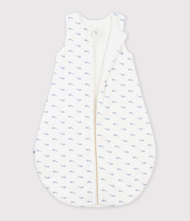 Saco de terciopelo para beb&eacute; con estampado de ballenas TOG 3 azul/azul