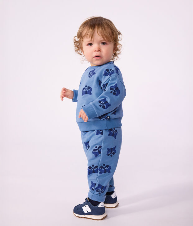 Conjunto de sudadera y pantal&oacute;n para beb&eacute; de algod&oacute;n con estampado de animal azul/multicolor