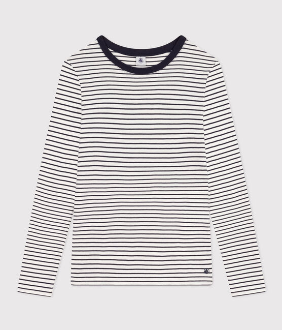 Camiseta Iconique de manga larga de punto a rayas para mujer blanco MARSHMALLOW/azul SMOKING