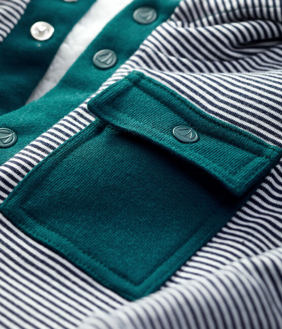 Cárdigan de sherpa de bebé. blanco MARSHMALLOW/verde PINEDE