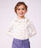Camiseta infantil de algod&oacute;n de manga larga con flores y cuello crudo/multicolor