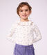 Camiseta infantil de algod&oacute;n de manga larga con flores y cuello