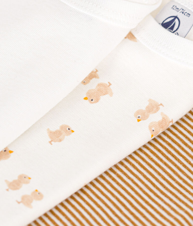 Juego de 3 bodis de algod&oacute;n de manga larga con pollitos para beb&eacute; multicolor