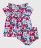 Vestido de algod&oacute;n de manga corta y pololo con estampado de flores para beb&eacute; blanco/multicolor