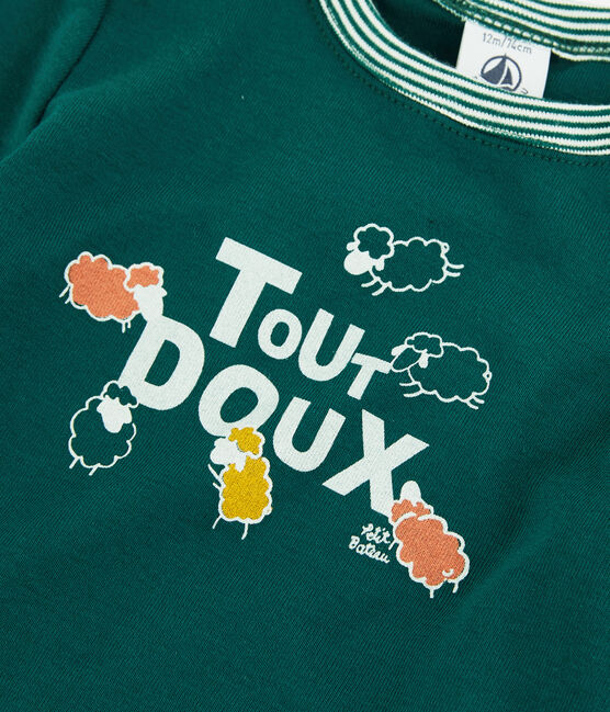 Camiseta de algodón de bebé. verde PINEDE