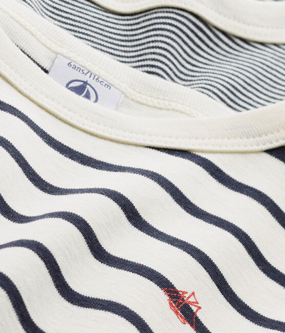 Juego de 2 camisetas a rayas de niño de algodón orgánico variante 1